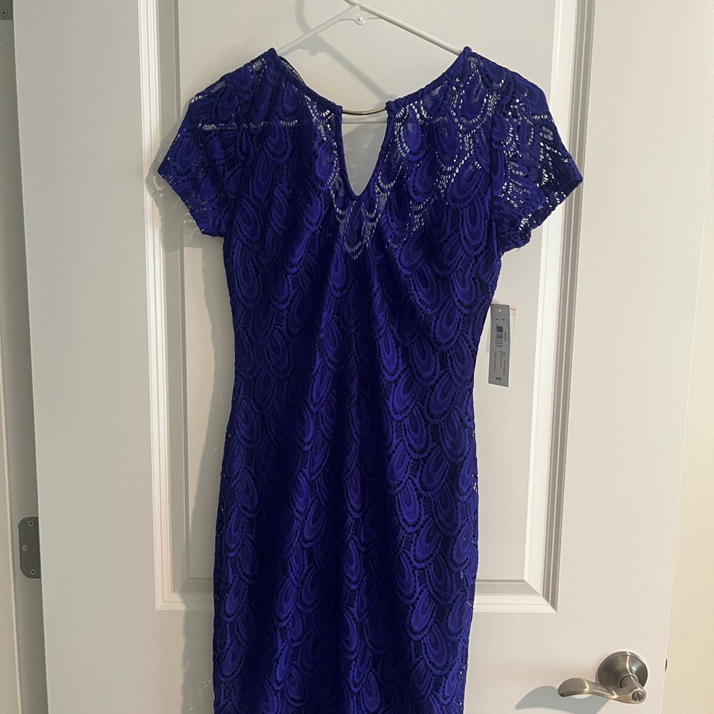 Bisou Bisou Sapphire Blue Lace Midi Dress